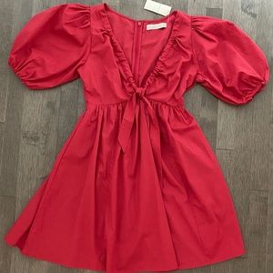 Abercrombie & Fitch Dark Pink Cinch-Front Poplin Mini Dress